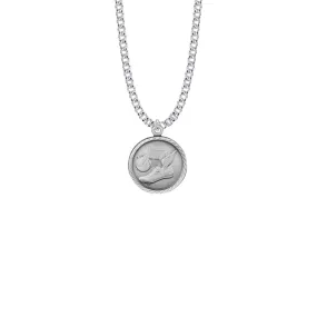 7/8 Inch Pewter Round Track Medal with St. Christopher on Back