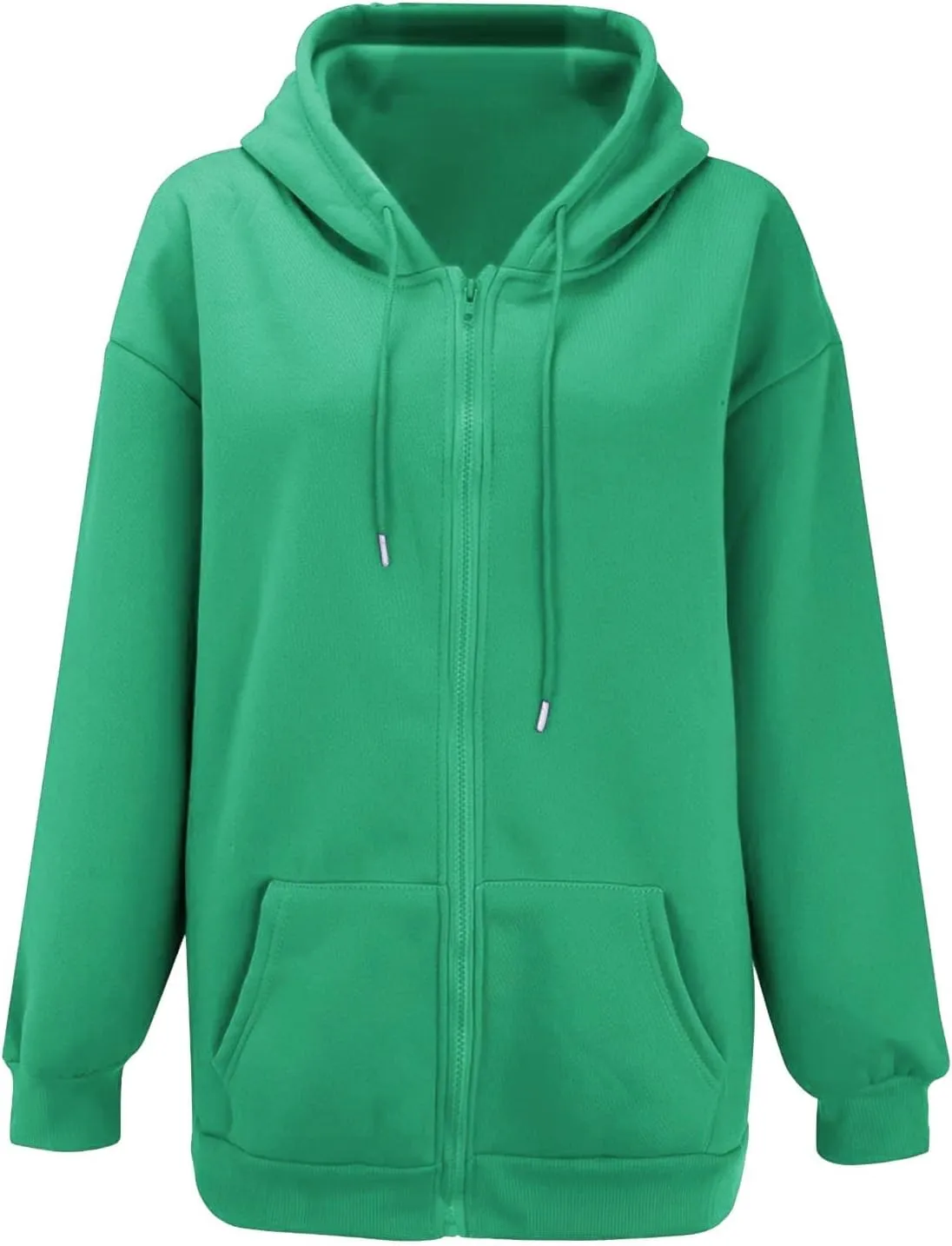 ADJHDFH Women's Fall Jacket Oversized Pocket Sweatshirt Casual Drawstring Clothing Zipper Track Jacket Solid Tech Wear