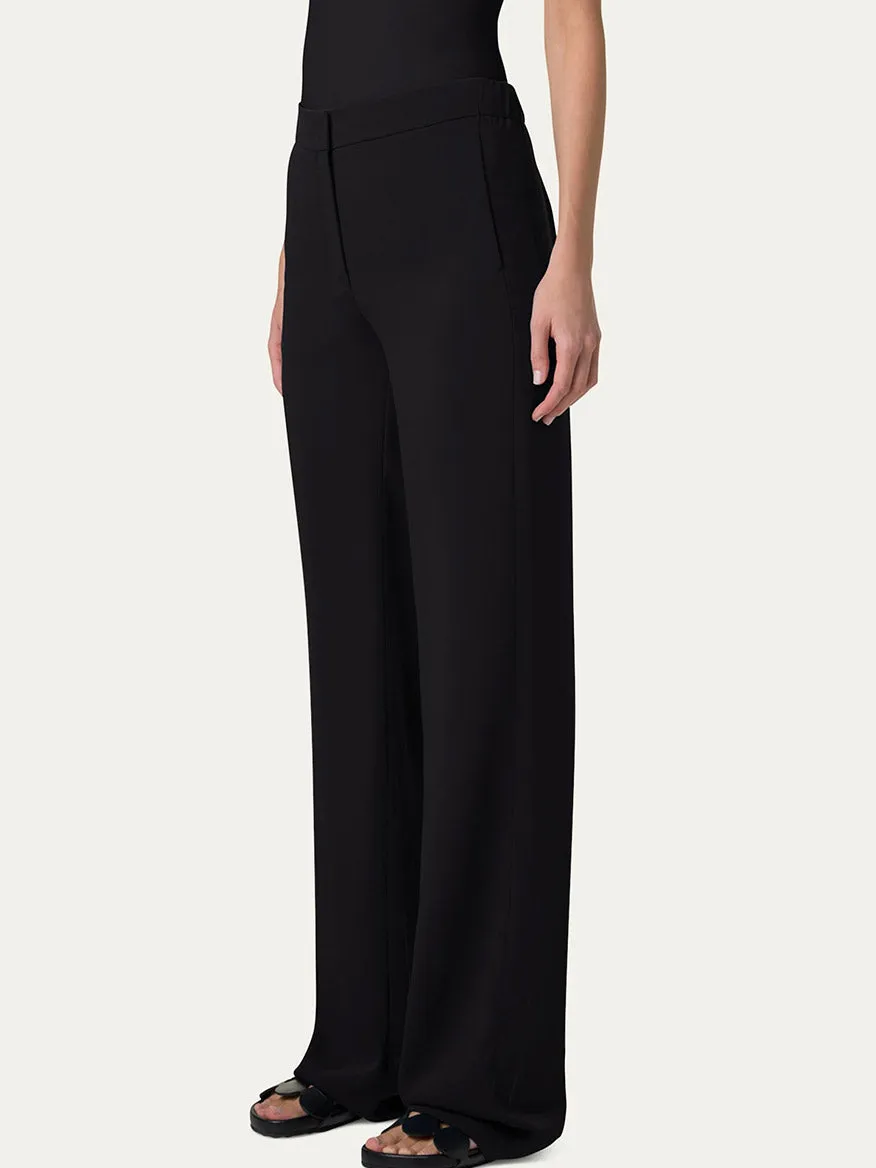 Akris Punto Marla Wide Straight Lasercut Trousers in Black