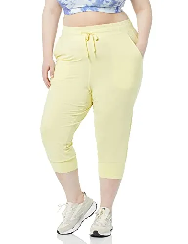 Amazon Essentials Women's Brushed Tech Stretch Crop Jogger Pant (Available in Plus Size), Grey Space Dye, X-Small