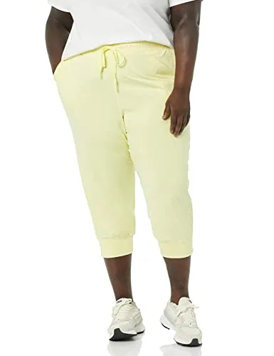 Amazon Essentials Women's Brushed Tech Stretch Crop Jogger Pant (Available in Plus Size), Grey Space Dye, X-Small