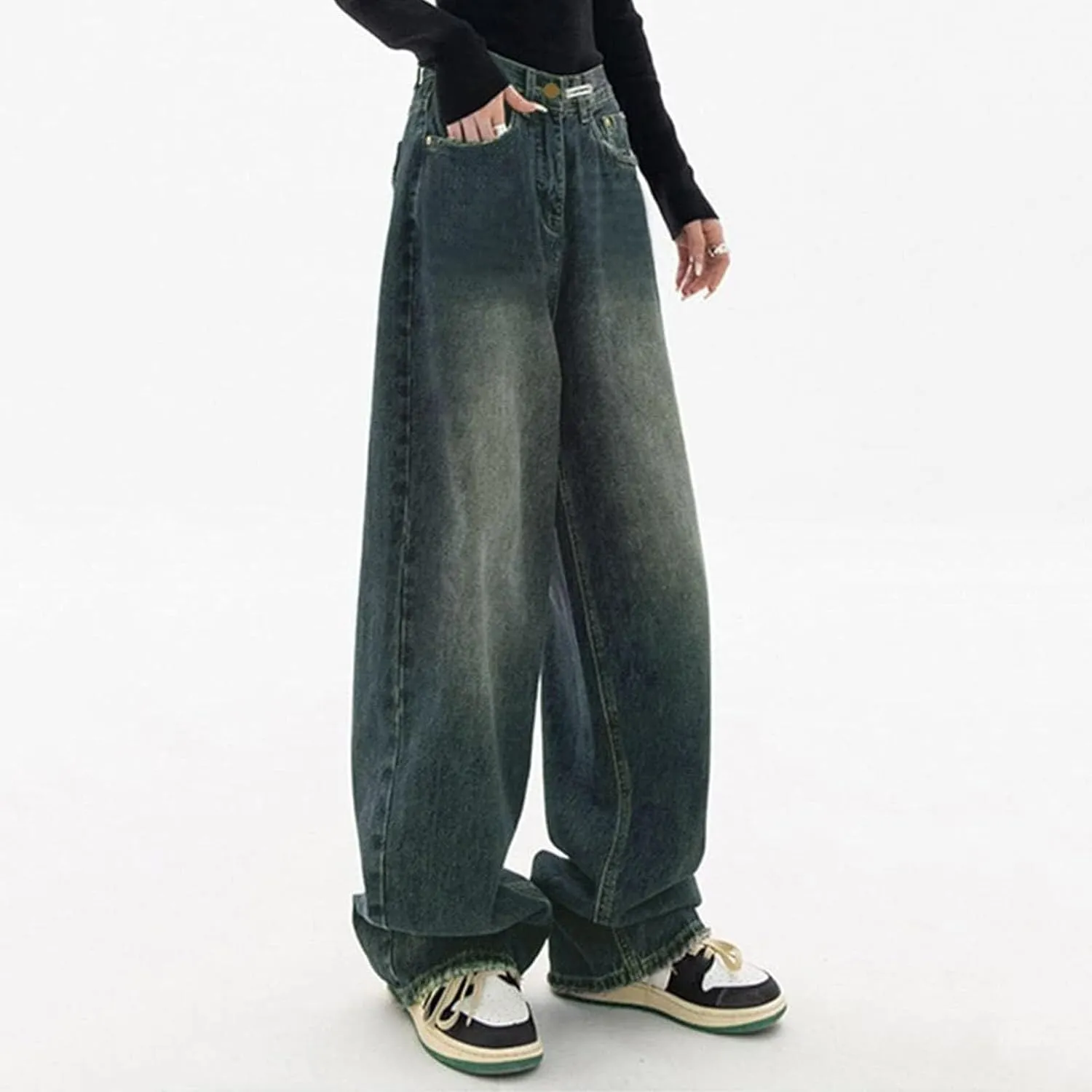 Baggy Jeans for Women Y2K High Street Boyfriend Pants Vintage Low Rise Jeans Aesthetic Clothing Hiphop Streetwear