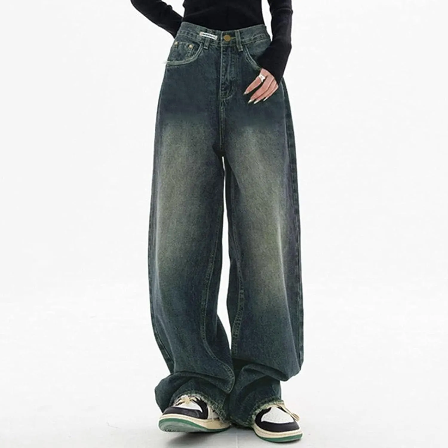 Baggy Jeans for Women Y2K High Street Boyfriend Pants Vintage Low Rise Jeans Aesthetic Clothing Hiphop Streetwear