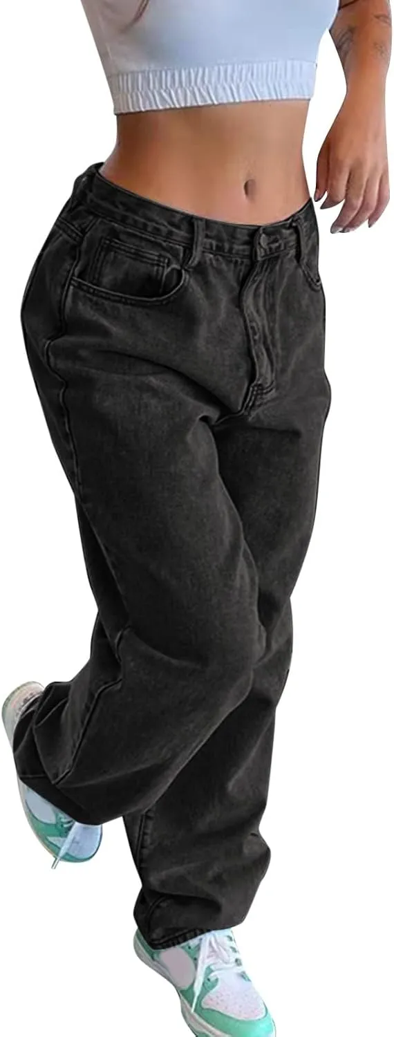 Baggy Jeans for Women Y2K High Street Boyfriend Pants Vintage Low Rise Jeans Aesthetic Clothing Hiphop Streetwear