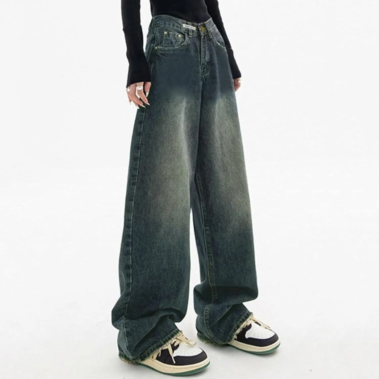 Baggy Jeans for Women Y2K High Street Boyfriend Pants Vintage Low Rise Jeans Aesthetic Clothing Hiphop Streetwear