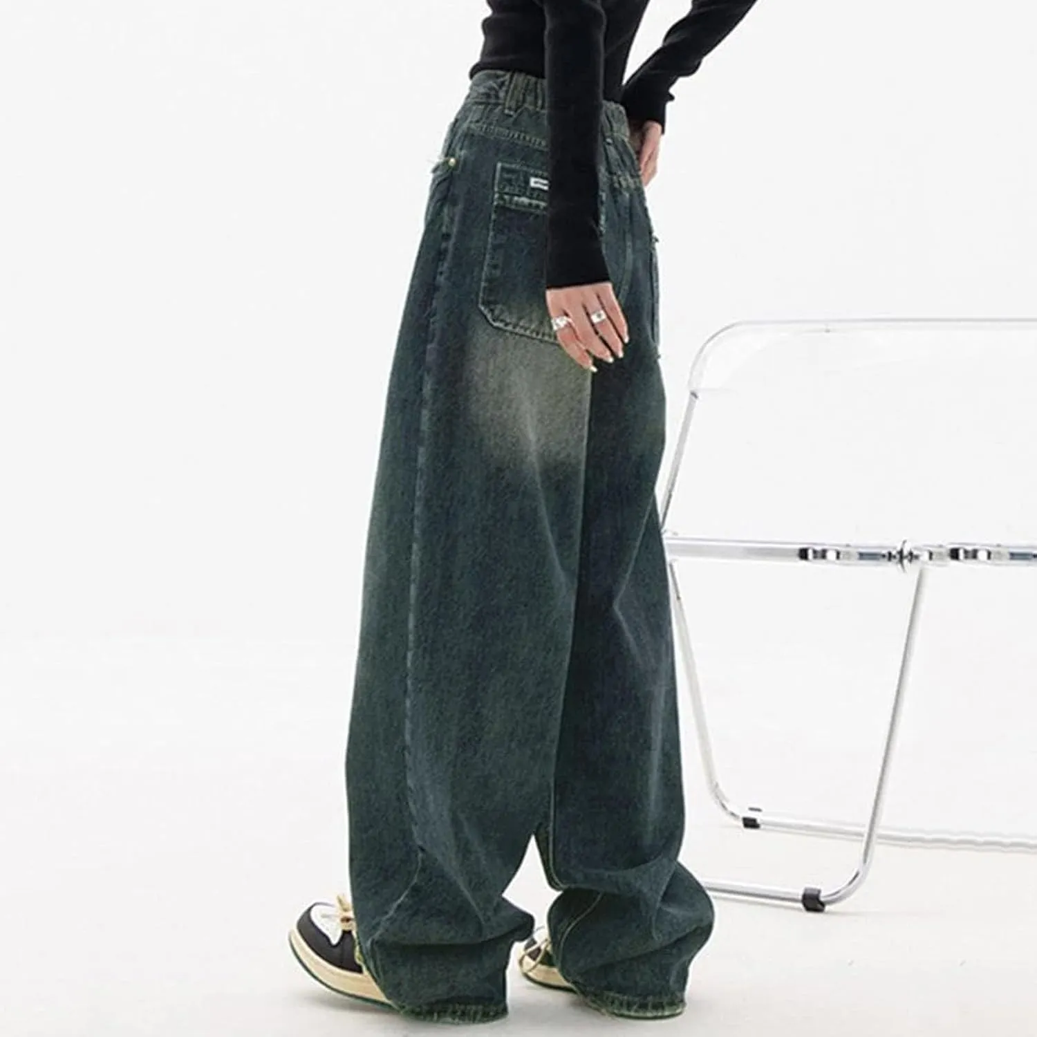 Baggy Jeans for Women Y2K High Street Boyfriend Pants Vintage Low Rise Jeans Aesthetic Clothing Hiphop Streetwear