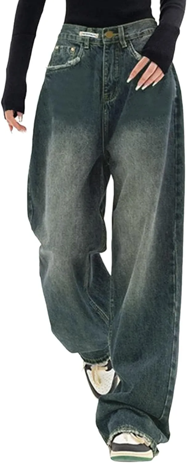 Baggy Jeans for Women Y2K High Street Boyfriend Pants Vintage Low Rise Jeans Aesthetic Clothing Hiphop Streetwear