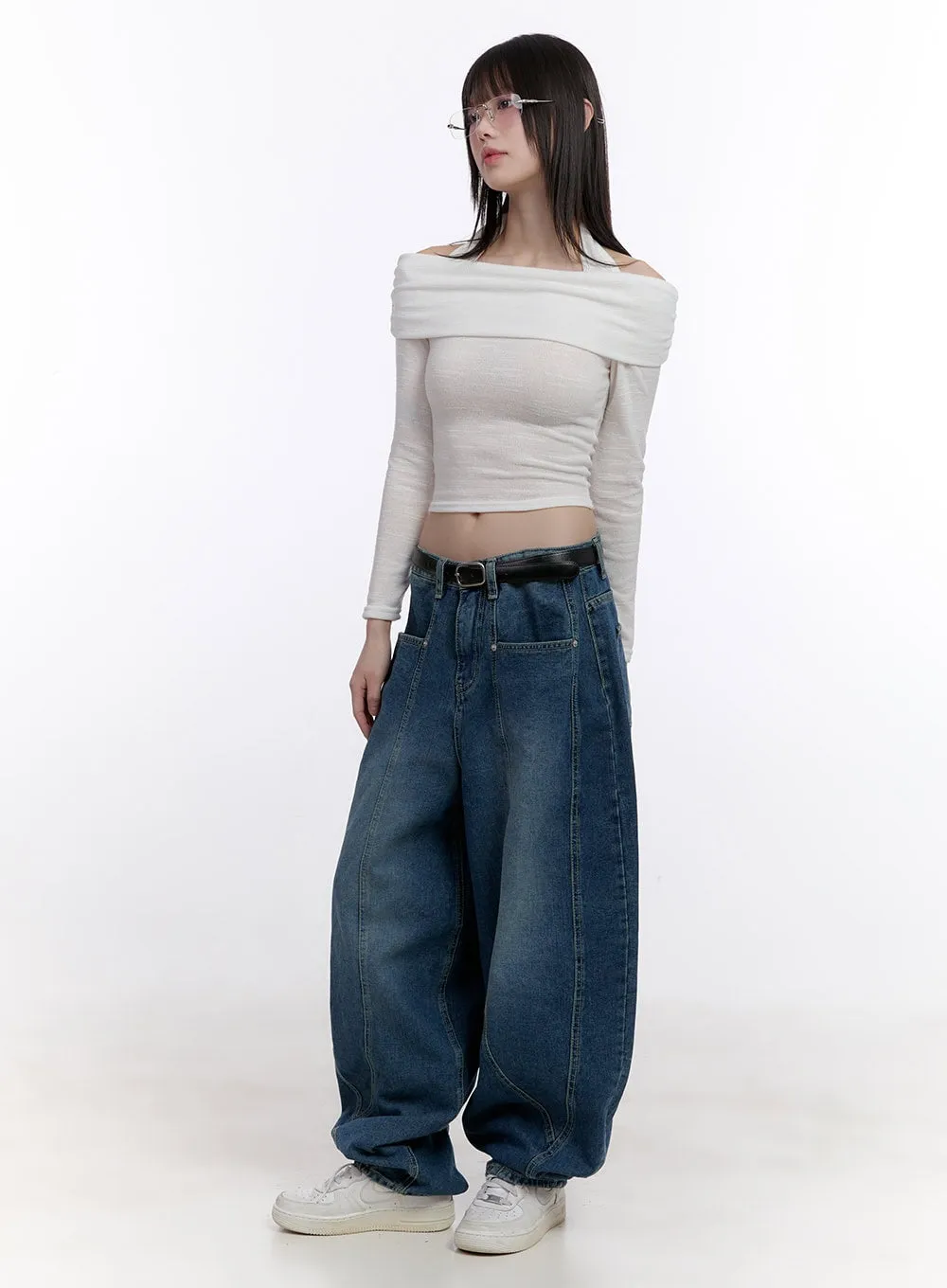 Beatrice Stitch Wide-Fit Baggy Jeans CF512