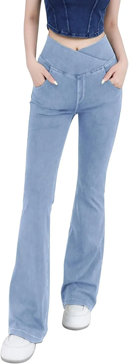 Bell Bottom Jeans for Women High Waisted Stretchy Flare Jeans Skinny Jeans Flare Denim Pants Bootcut Jeans 2024