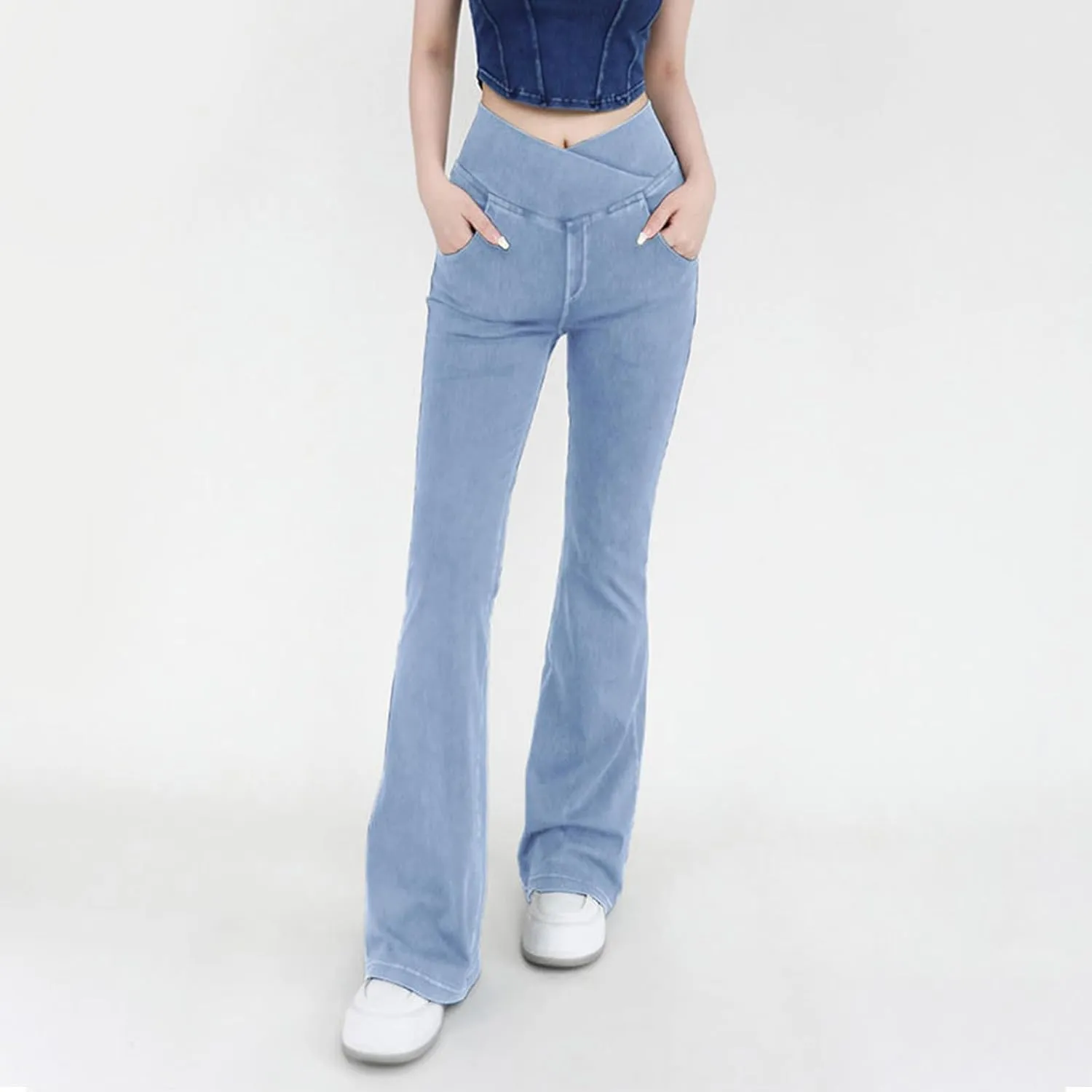Bell Bottom Jeans for Women High Waisted Stretchy Flare Jeans Skinny Jeans Flare Denim Pants Bootcut Jeans 2024