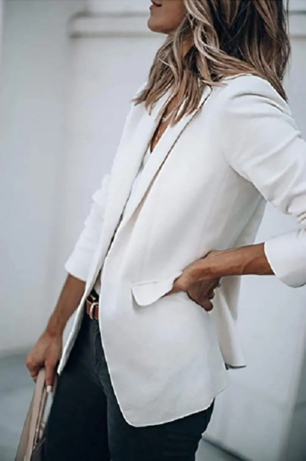 Blazers for Women Business Casual Blazers Open Front Long Sleeve Work Office Jackets Solid Button Lapel Blazer Suit