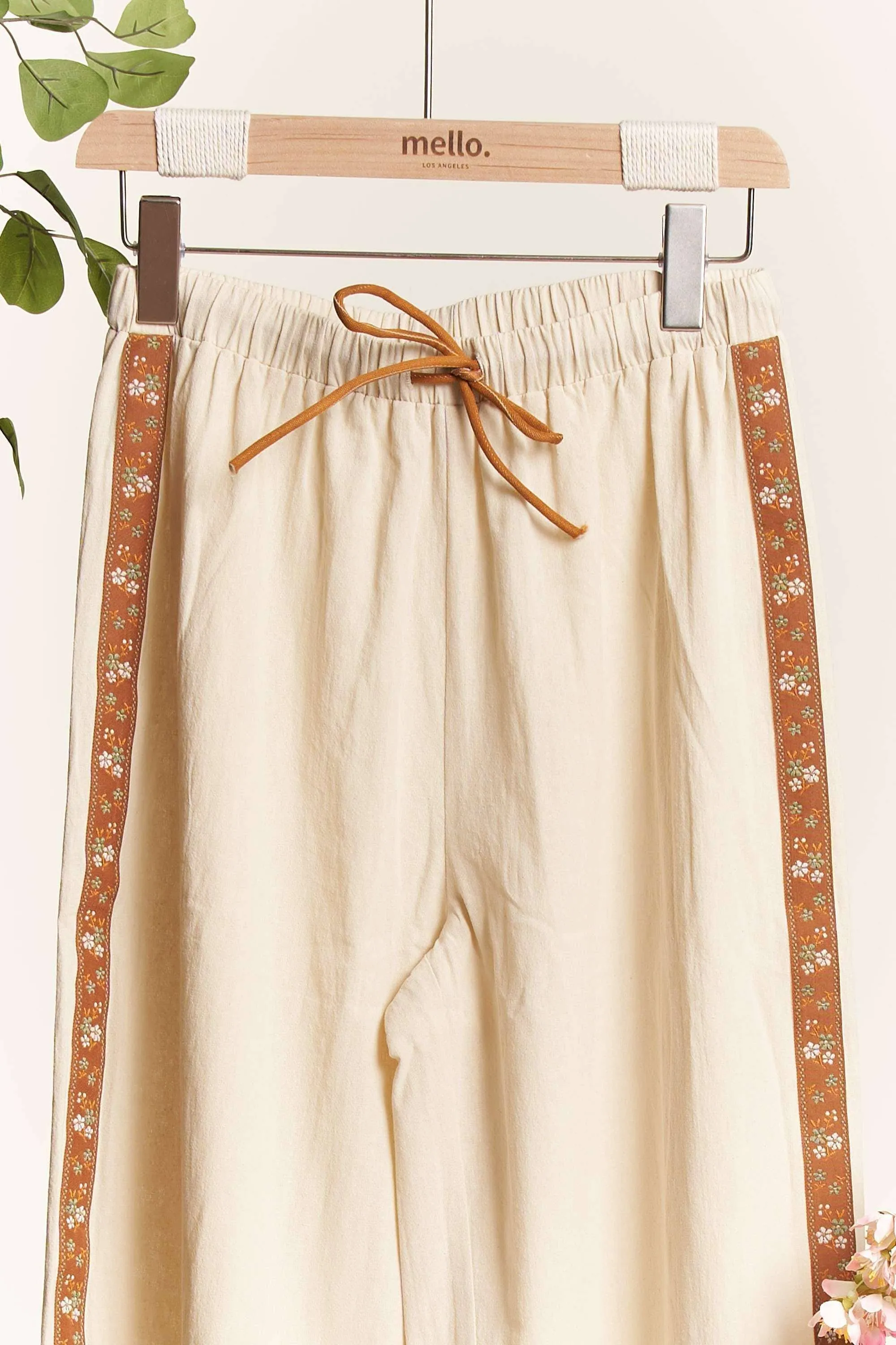 Elastic Tie Waist Wide Leg Pants