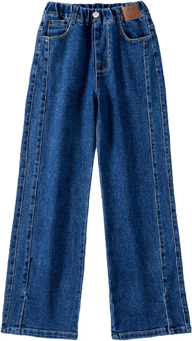Girls Baggy Jeans Distressed Denim Pants Elastic Waist Wide Leg Jeans for Girls Kids Loose Fit Baggy Jeans Teens