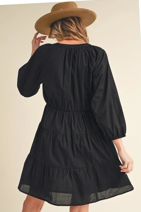 Jenay Tiered Dress Black