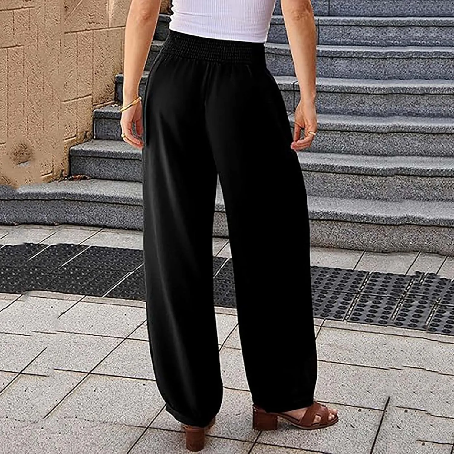 Lounge Pants Women Wide Leg Casual Loose High Waist Straight Trousers Elastic Waist Sweatpants Summer Fashion Clothes