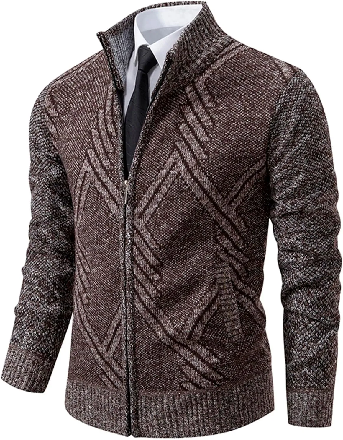 Mens Cardigan, Men's Full Zip Cardigan Sweaters Unisex Relax Fit Lapel Collar Long Sleeve Casual Ribbed Sweater