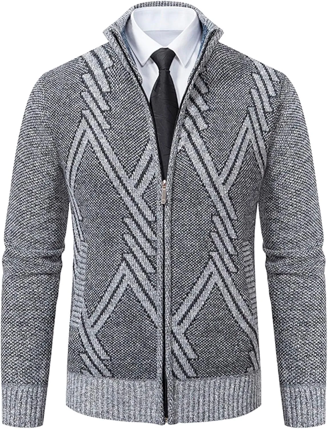 Mens Cardigan, Men's Full Zip Cardigan Sweaters Unisex Relax Fit Lapel Collar Long Sleeve Casual Ribbed Sweater
