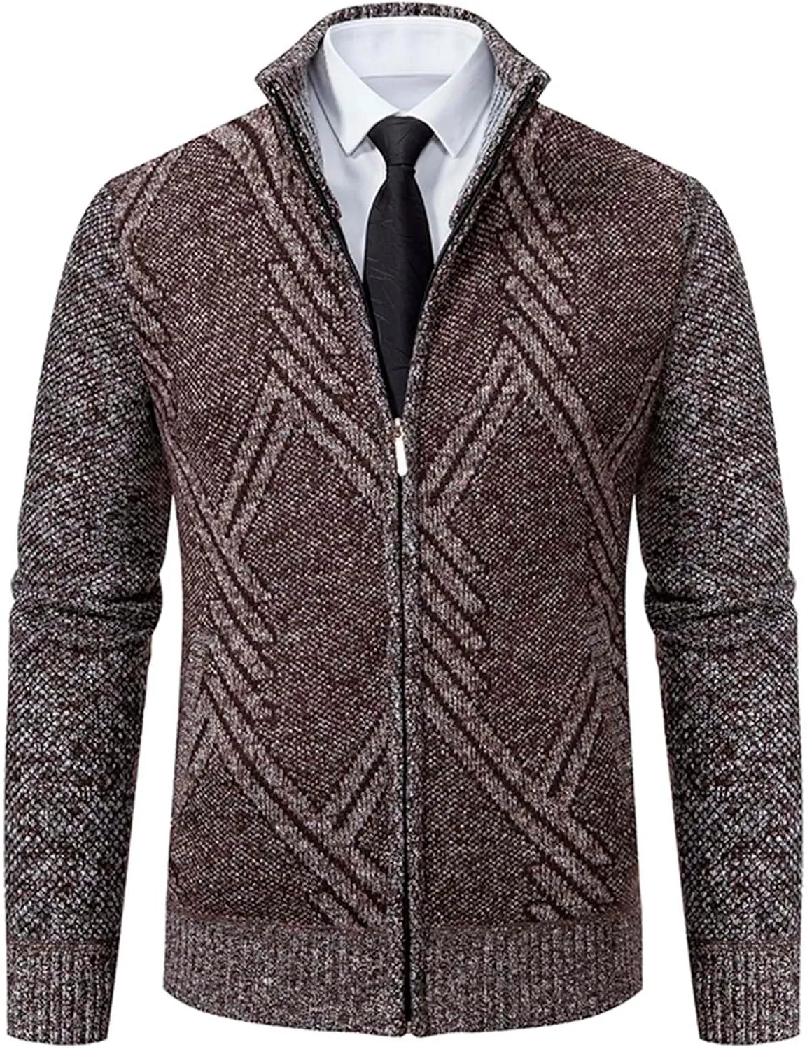 Mens Cardigan, Men's Full Zip Cardigan Sweaters Unisex Relax Fit Lapel Collar Long Sleeve Casual Ribbed Sweater