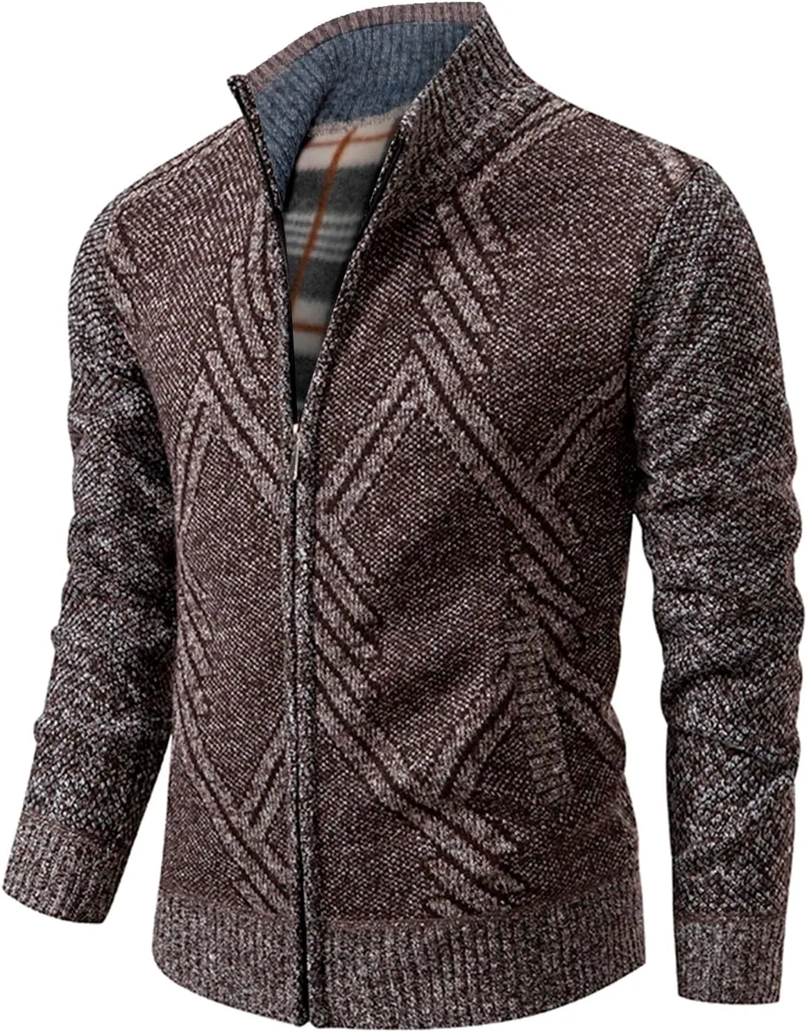 Mens Cardigan, Men's Full Zip Cardigan Sweaters Unisex Relax Fit Lapel Collar Long Sleeve Casual Ribbed Sweater