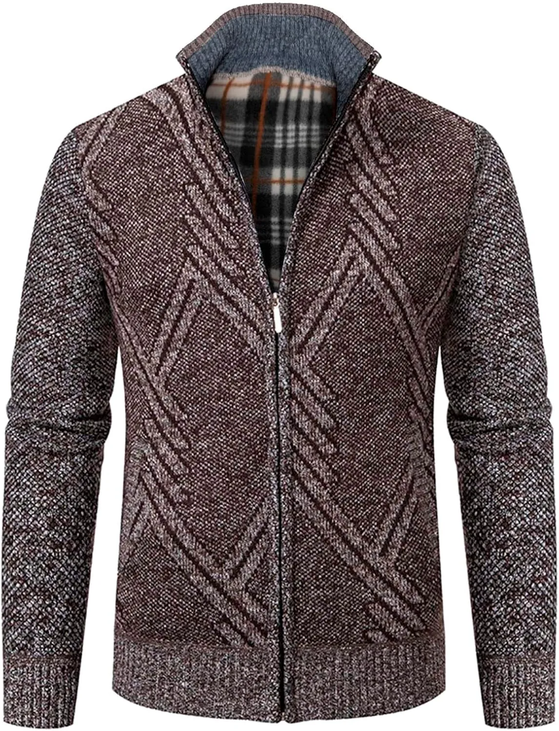 Mens Cardigan, Men's Full Zip Cardigan Sweaters Unisex Relax Fit Lapel Collar Long Sleeve Casual Ribbed Sweater