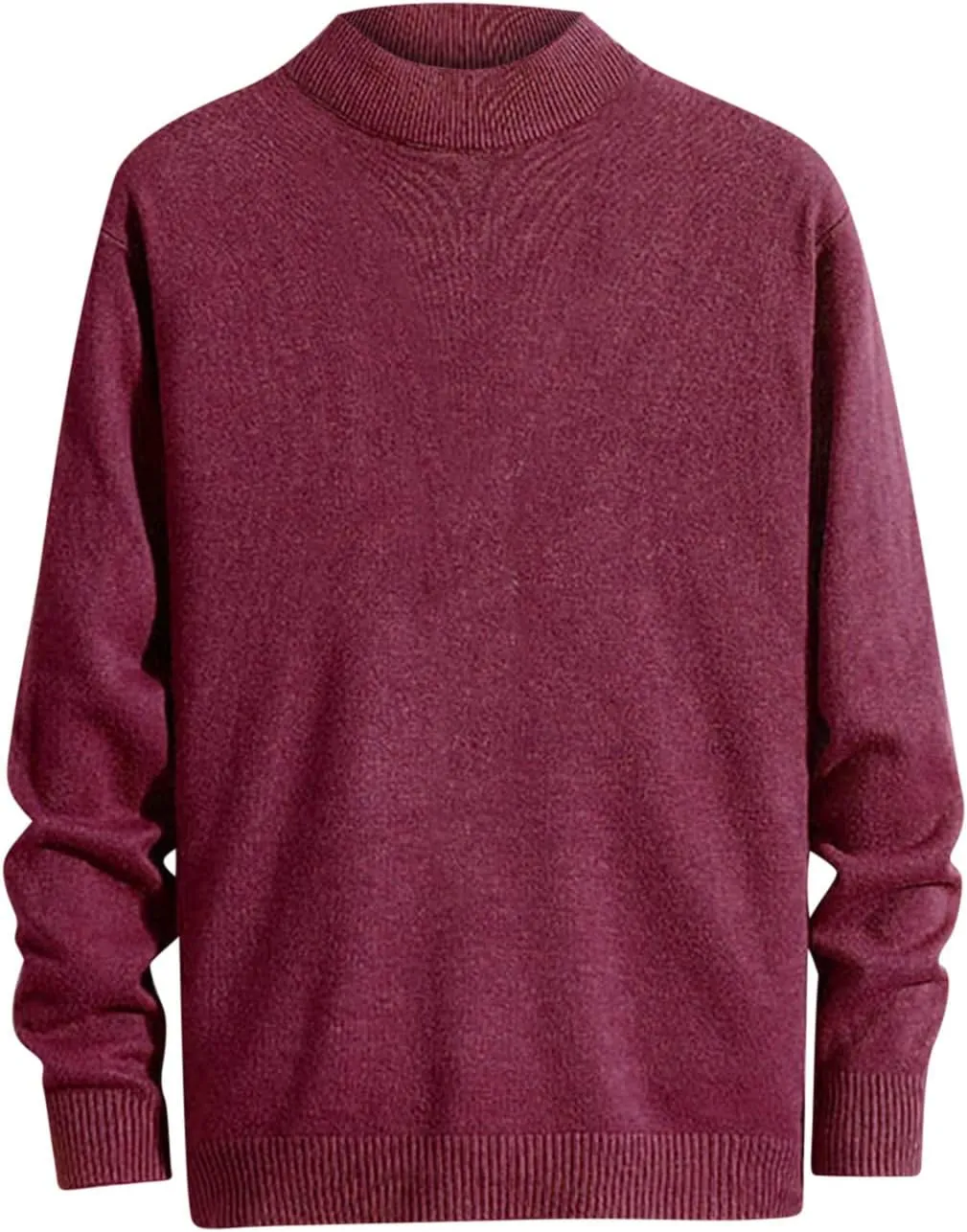 Men's Mock Turtleneck Knit Sweater Long Sleeve Pullover Sweaters Round Neck Knit Sweater Korean Slim Base Sweater