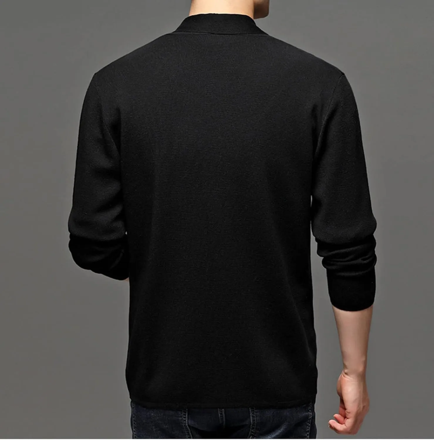 Men's Sweater Shawl Collar Solid Color Knit Cardigans Button Down Open Front Knitwear Jackets with Pockets
