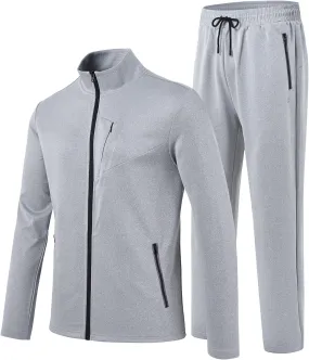 MoFiz Men's Tracksuits Set Long Sleeve Causal Full Zip Running Sports Sweatsuit For Men 2 Piece Outfits