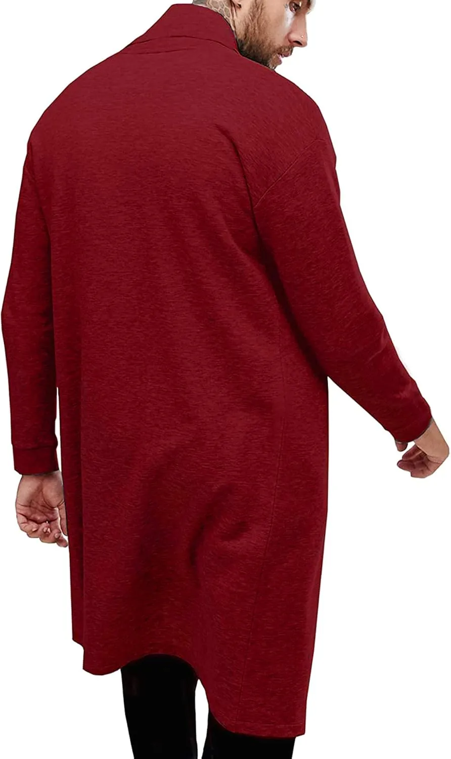 Pacinoble Men's Shawl Casual Cardigan Long Sleeve Drape Cape Lightweight Open Front Long Length Cardigan