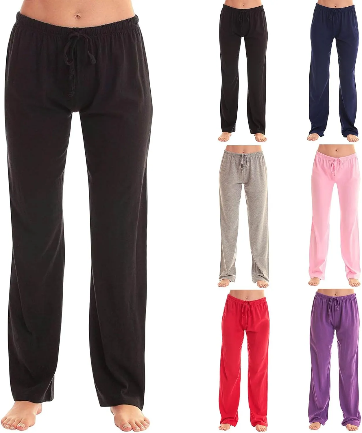 Pants for Women Casual High Waist Drawstring Elastic Waist Pants Lightweight Comfy Straight Leg Pant Loose Fit Trousers