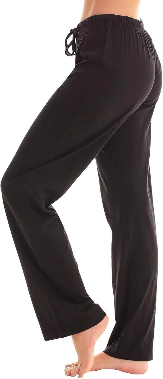 Pants for Women Casual High Waist Drawstring Elastic Waist Pants Lightweight Comfy Straight Leg Pant Loose Fit Trousers
