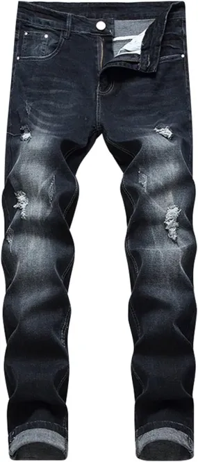 Ripped Jeans Men Baggy Classic Vintage Straight Wide Leg Denim Pants Baggy Jeans Trousers Mulit Pockets
