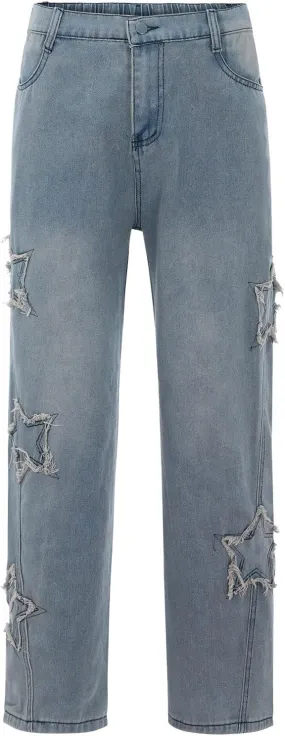 Ripped Jeans Men Skinny Classic Comfort Flex Retro Jeans Pants Lightweight Elastic Waist Denim Trousers