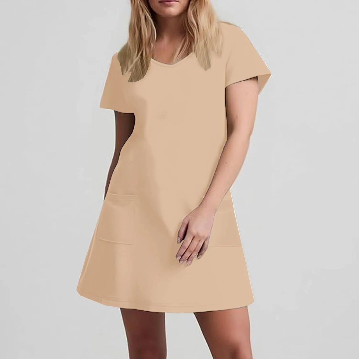 Summer Dresses for Women Loose Casual Short Sleeve Sundresses Hawaiian T Shirt Dress Beach Dress with Pockets