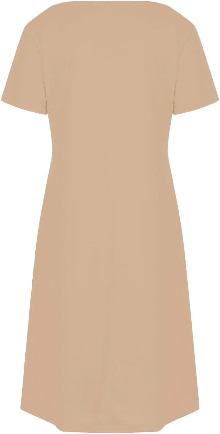 Summer Dresses for Women Loose Casual Short Sleeve Sundresses Hawaiian T Shirt Dress Beach Dress with Pockets