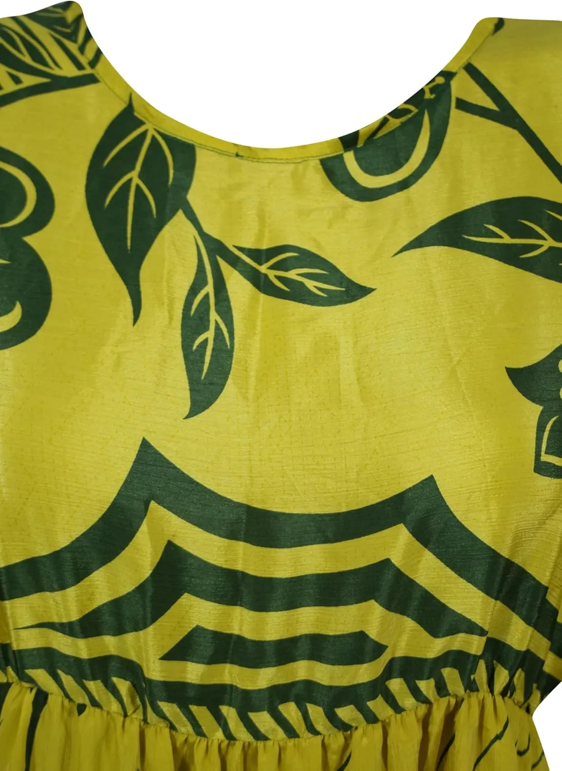 Summer Short Beach Dress, Lime Green Soft, Casual, Tiered Recycle Silk Shift Dresses M