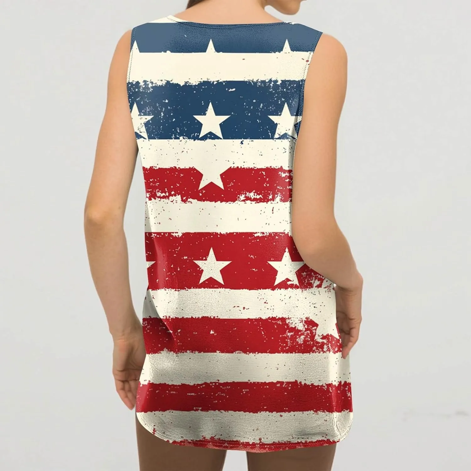 Tank Top for Women Summer V Neck T Shirts Loose Fit Sleeveless Cute Tanks Tees 4Th of July Outfits USA Comfy Clothes