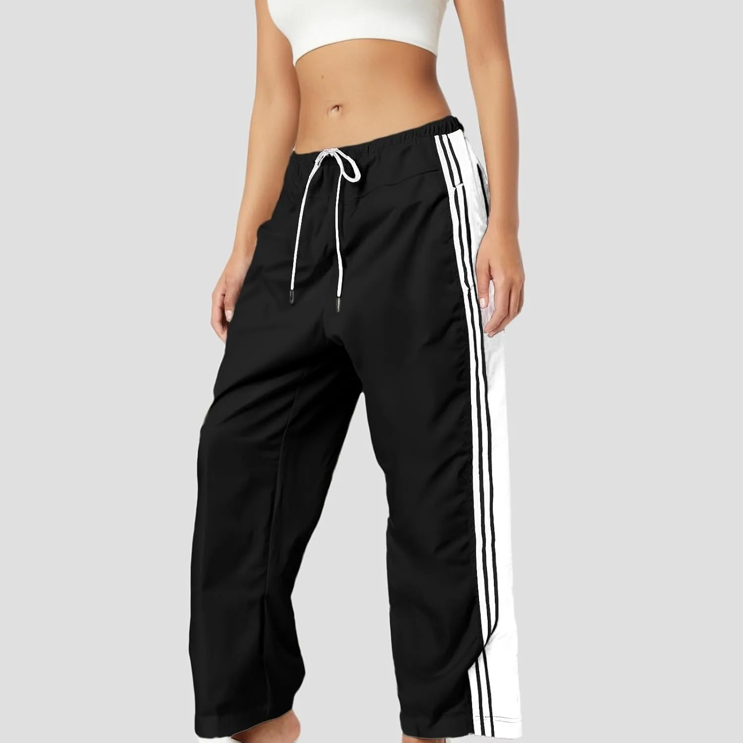 Trendy High Waist Wide Leg Trousers, 2025 New Straight Fit Elastic Waist Casual Pants