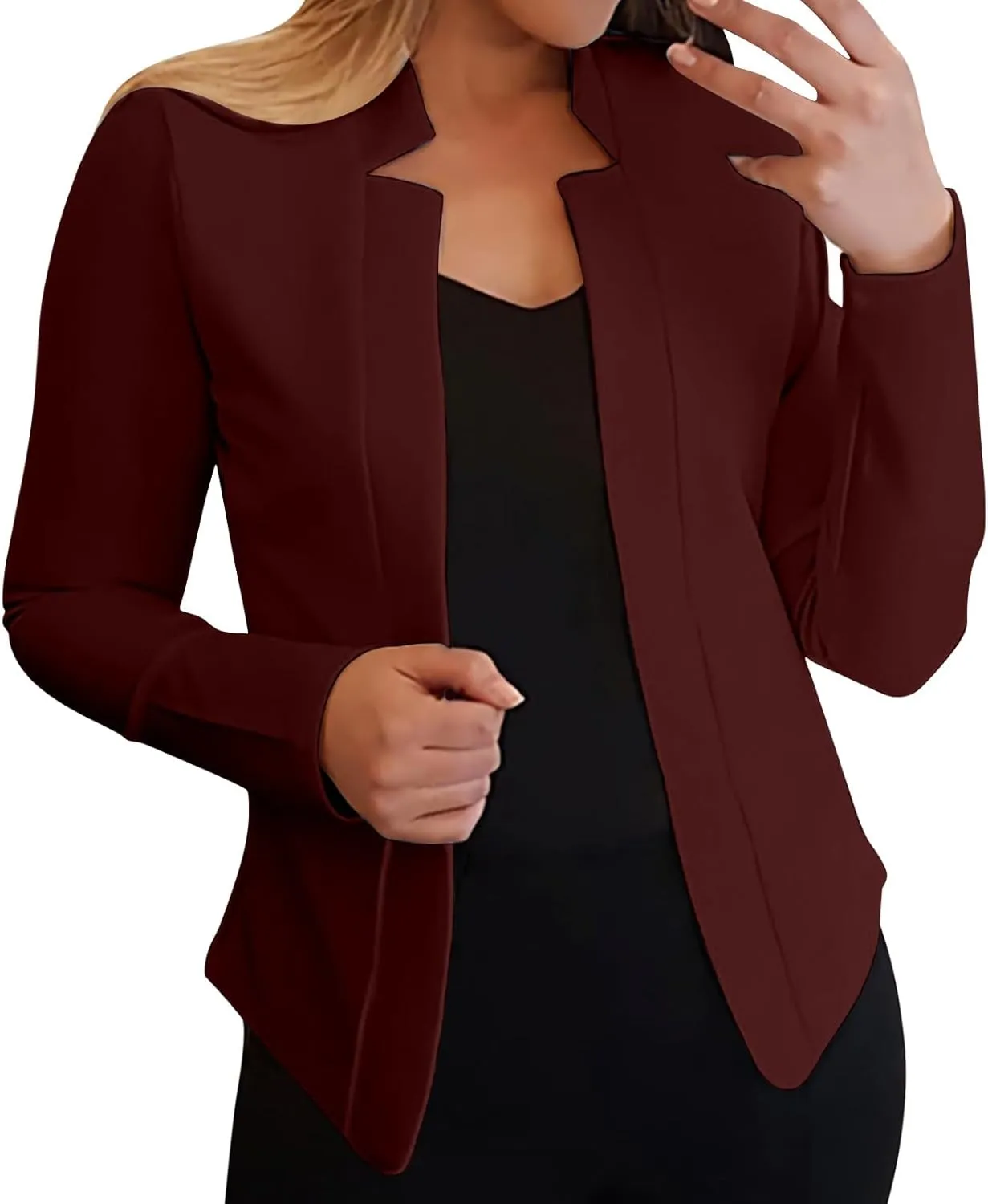 Womens Blazers for Work Casual Work Women Jacket Open Front Wool Fashion Cardigan Loose Fit With Pockets Blazer