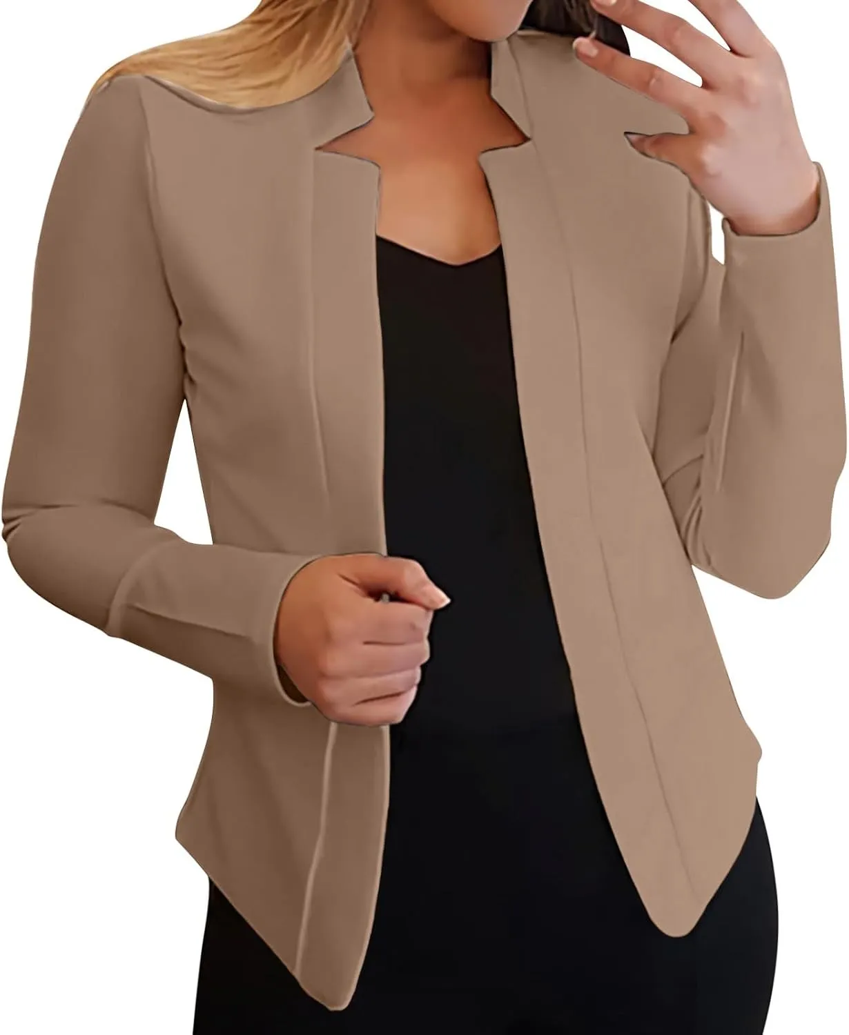 Womens Blazers for Work Casual Work Women Jacket Open Front Wool Fashion Cardigan Loose Fit With Pockets Blazer