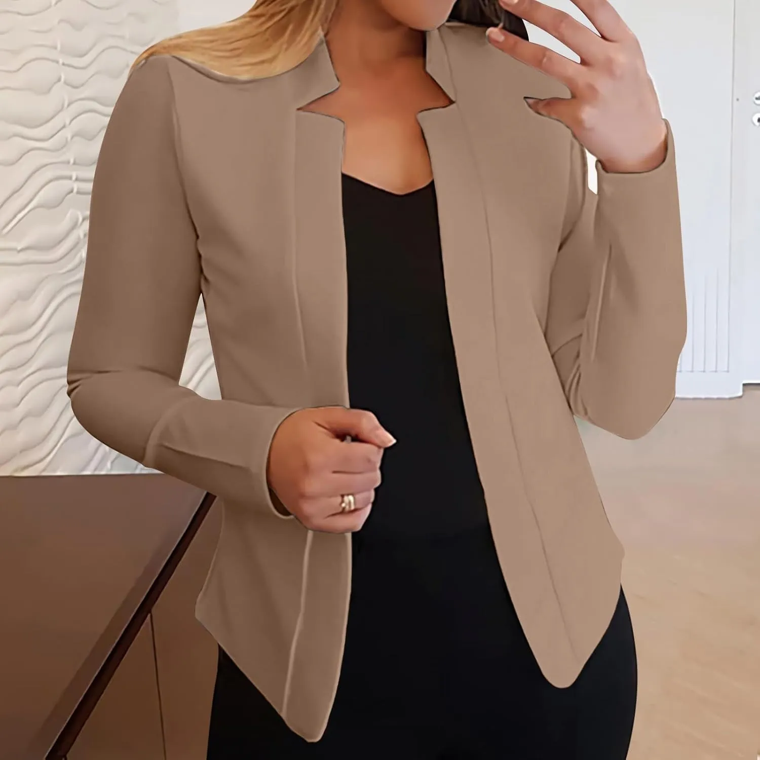 Womens Blazers for Work Casual Work Women Jacket Open Front Wool Fashion Cardigan Loose Fit With Pockets Blazer