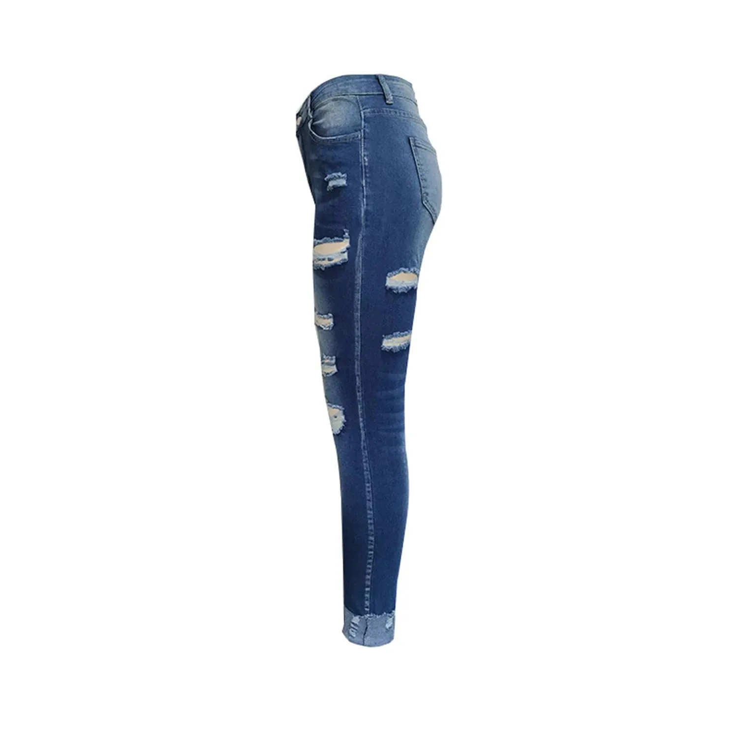 Women's Butt Lift Ripped Denim Skinny Jeans Cute Distressed Jeans Stretch Skinny Comfy Jeans with Hole (Large,Blue 1)