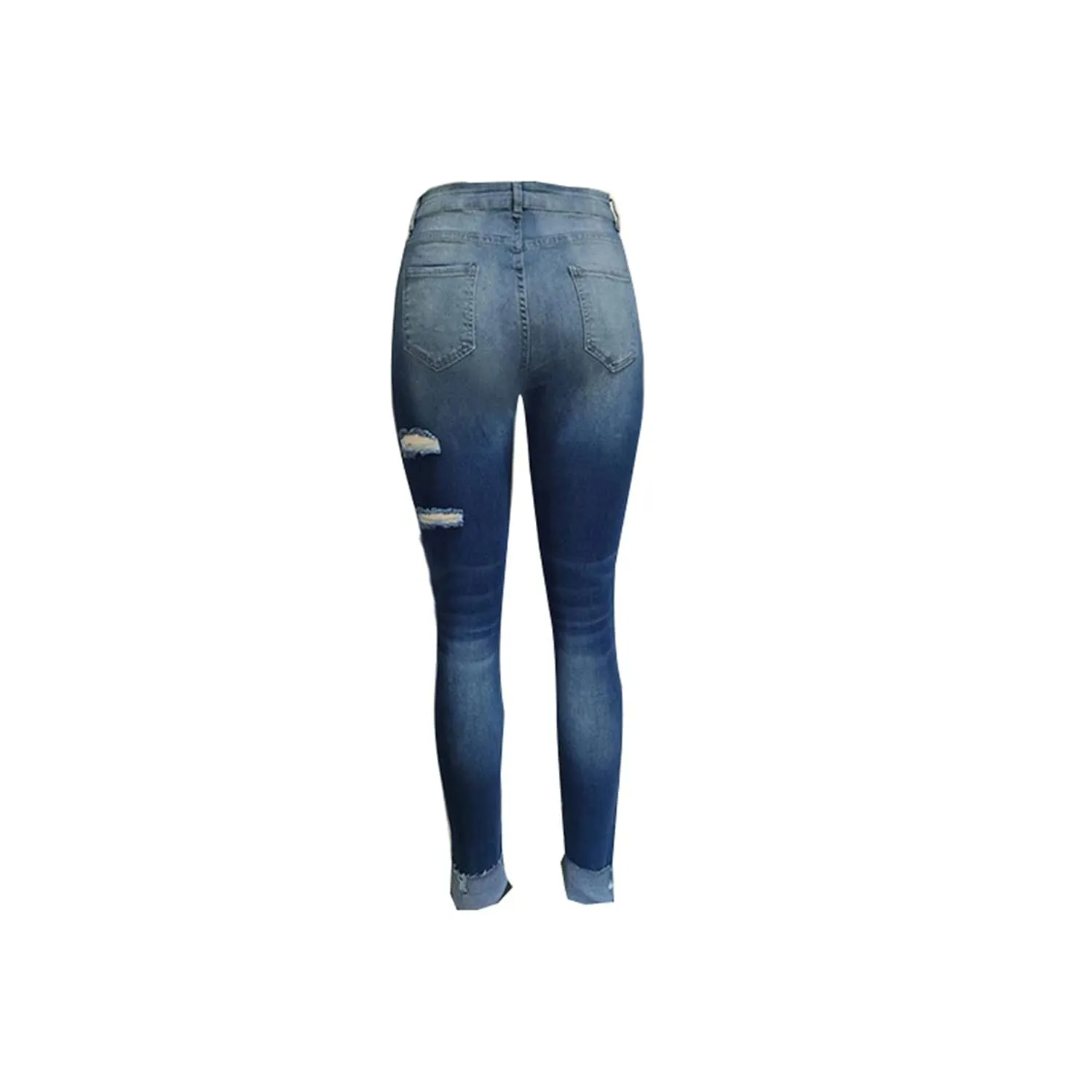 Women's Butt Lift Ripped Denim Skinny Jeans Cute Distressed Jeans Stretch Skinny Comfy Jeans with Hole (Large,Blue 1)