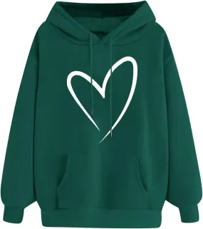Women's Hoodies & Sweatshirts Cute Long Sleeve Drawstring Pullover Casual Oversized Track Shirts Sweater Plus Size