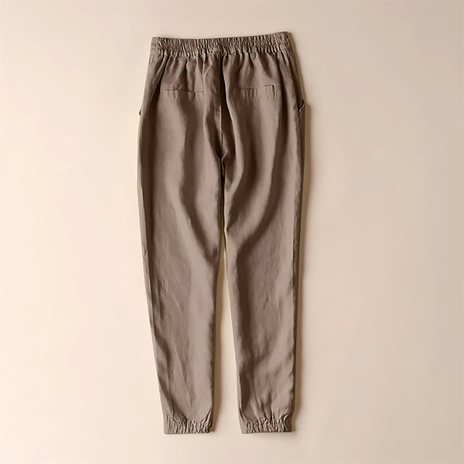Womens Plus Size Linen Pants Wide Leg Capri Drawstring Elastic Trousers High Elastic Waist Flowy Pants with Pockets