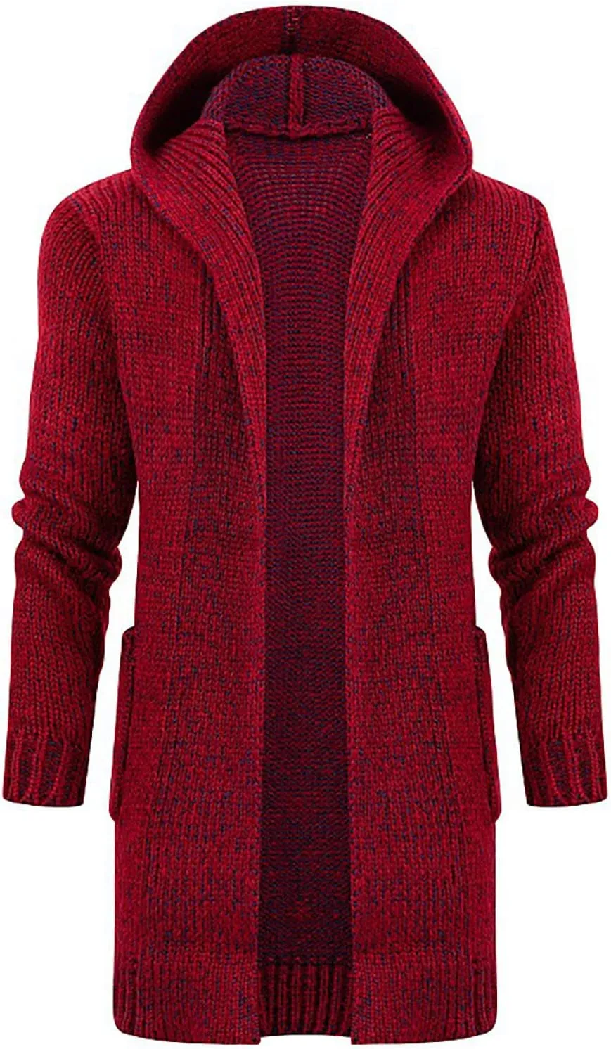 XIAXOGOOL Men's Long Hooded Cardigan Shawl Collar Open Front Drape Cape Overcoat Kint Big And Tall Hoodie Coat Outwear