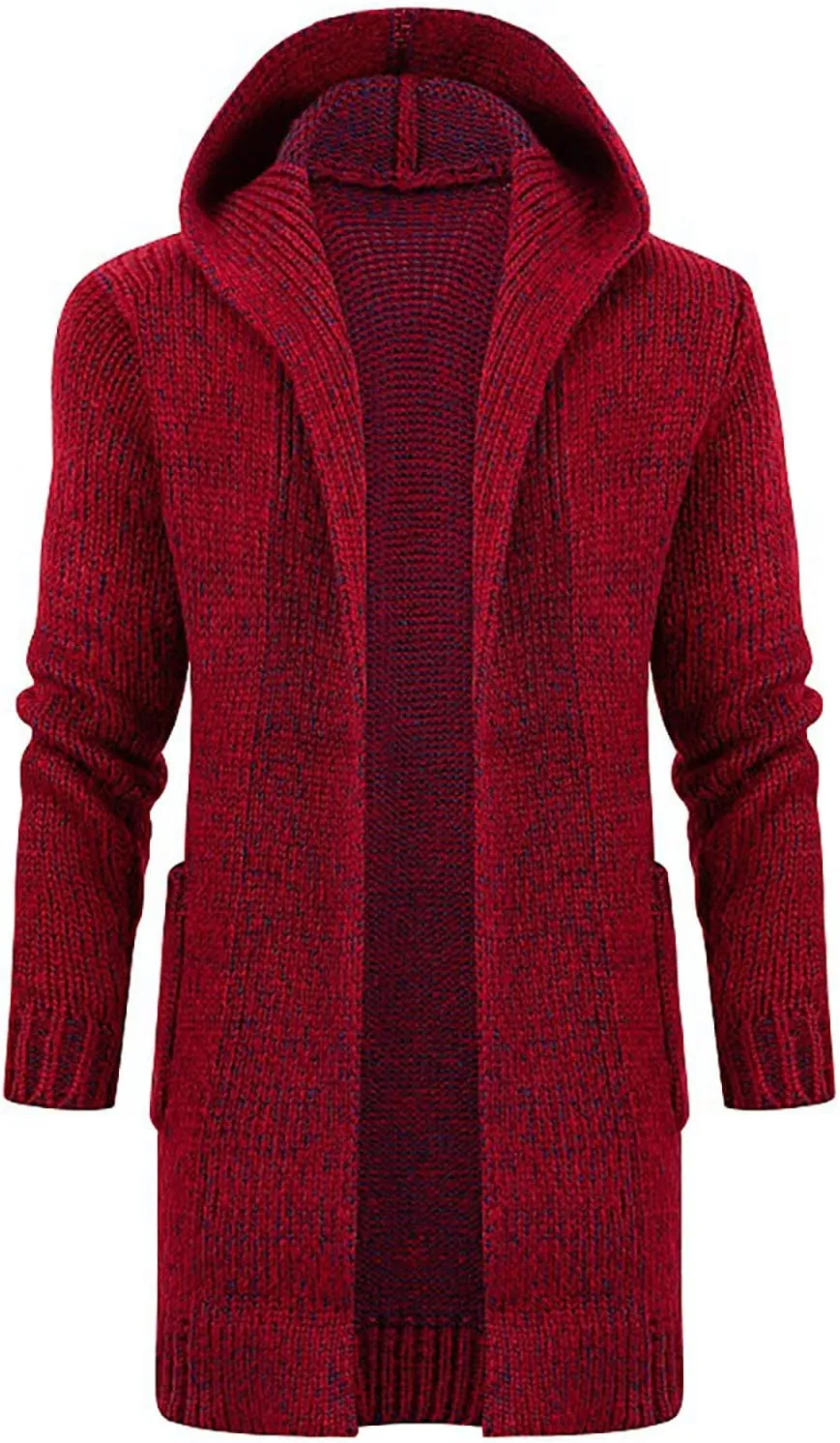 XIAXOGOOL Men's Long Hooded Cardigan Shawl Collar Open Front Drape Cape Overcoat Kint Big And Tall Hoodie Coat Outwear